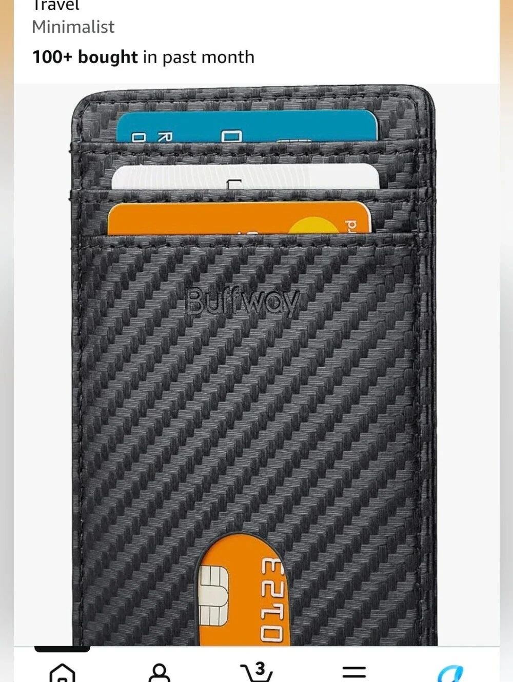 Buff Men's Slim RFID Blocking Front Pocket Card Holder Wallet - Black